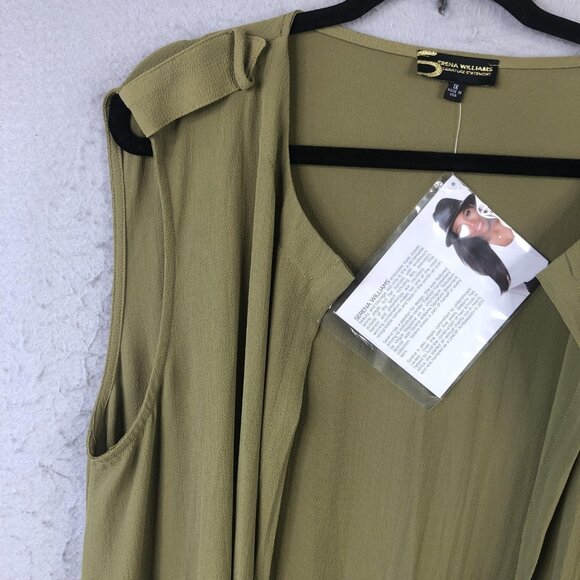 Serena Williams Signature Statement Duster Vest Womens 1X Olive Green Made USA - Picture 10 of 16